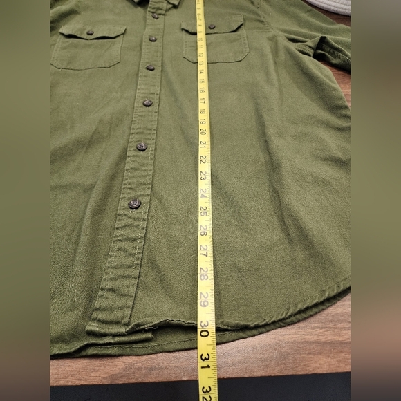 Wrangler Men's Army Green Button Down Long Sleeve Workwear Shirt Top, sz XL - Picture 8 of 13